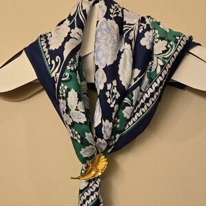 Elegant Floral Scarf with Gold Accent